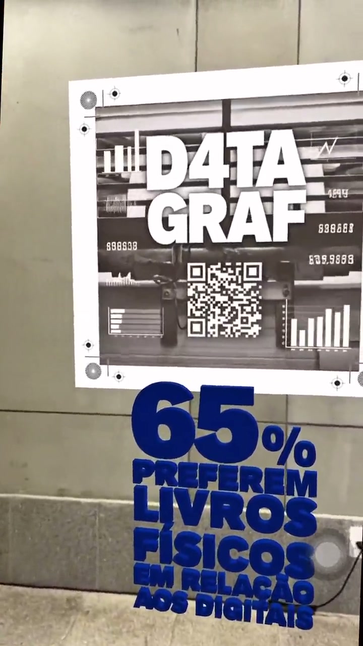 Camada de realidade aumentada sobre o material da exposição.